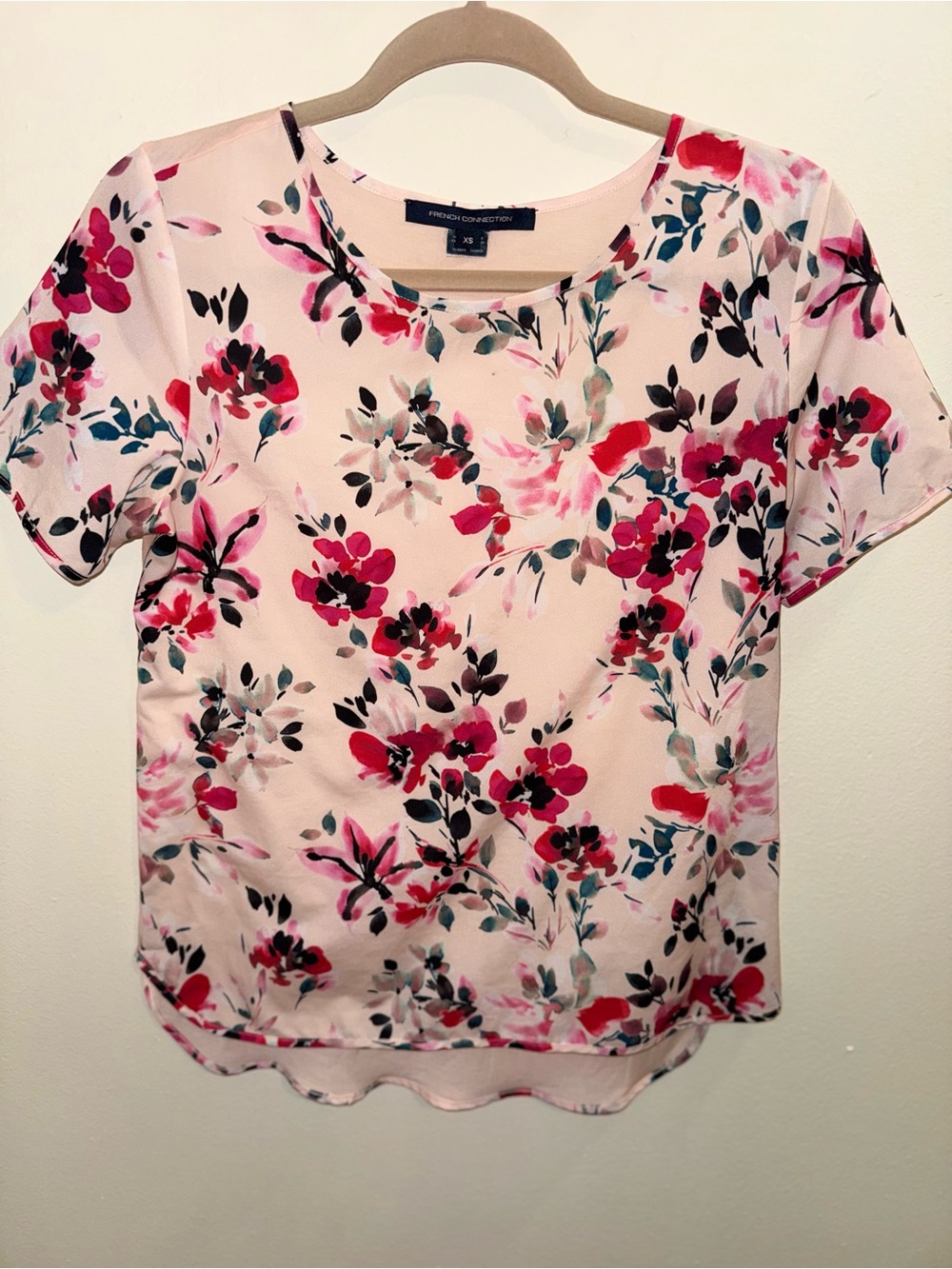 French Connection Pink Floral Short-Sleeve Blouse